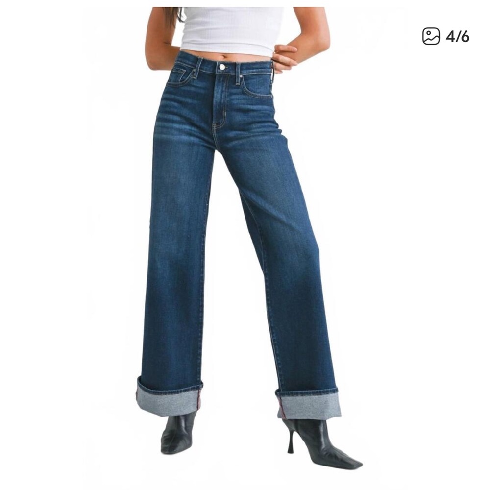 Just Black denim cuffed palazzo jeans